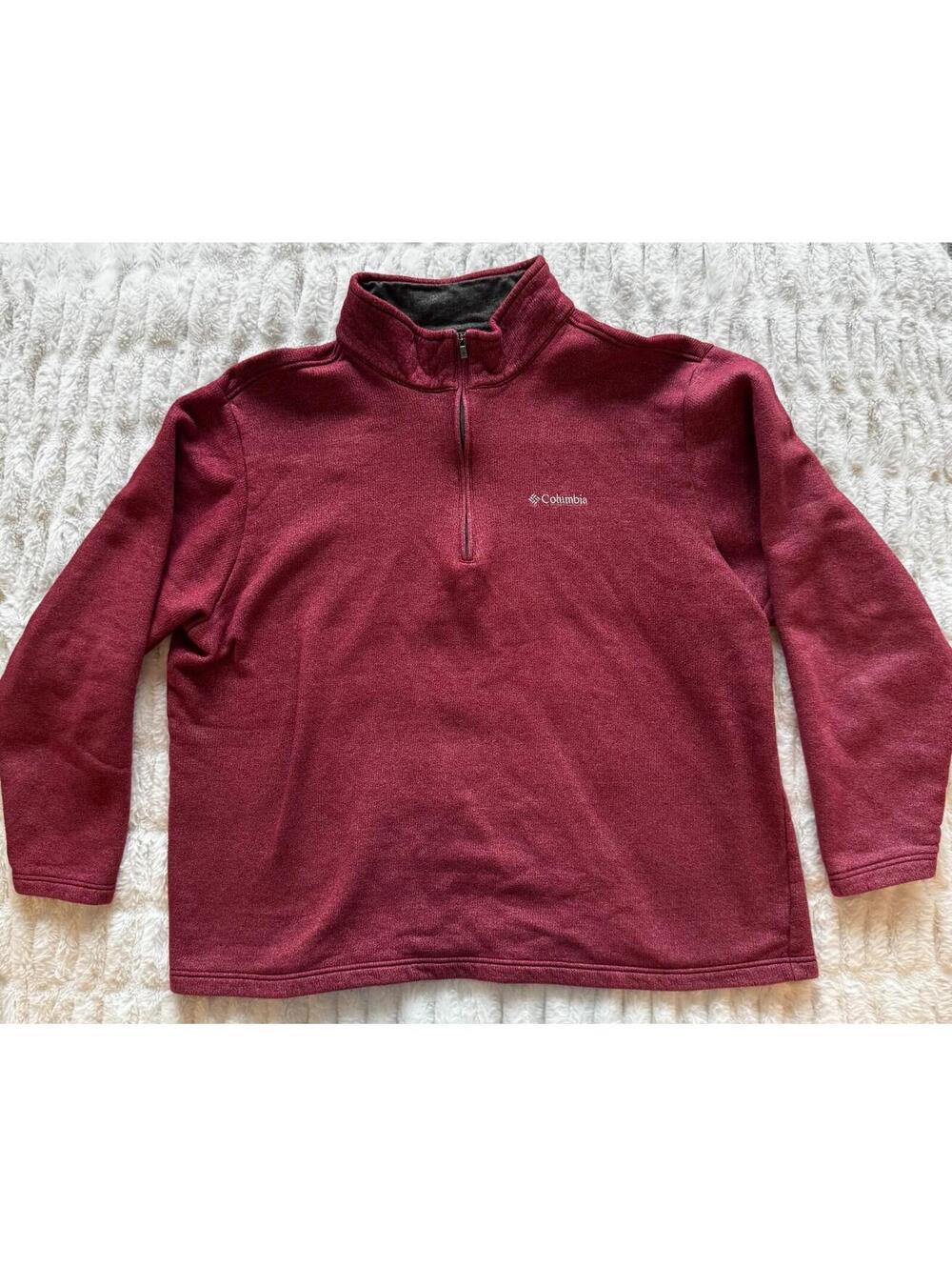 Columbia‎ Fleece Pullover Mens XXL Red Quarter Zip Sweater Jacket Outdoor